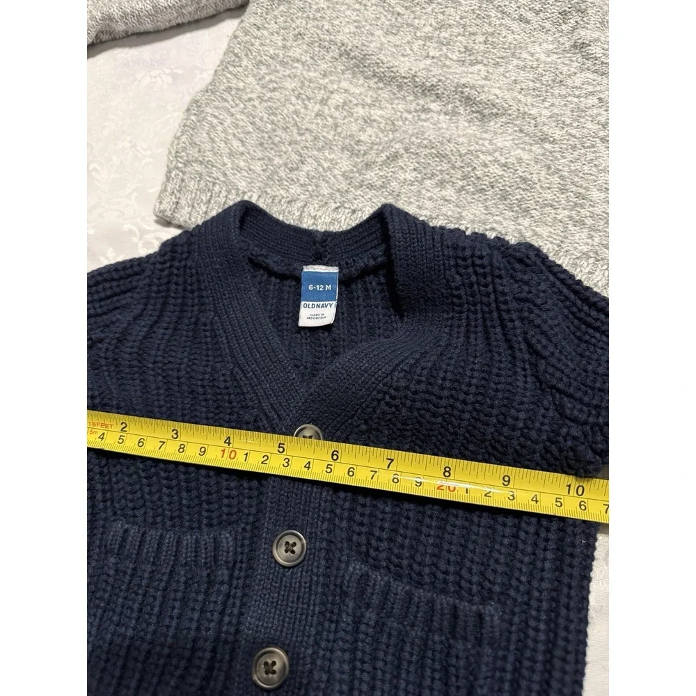 Lot of 2 Boys Knit Sweaters 6-12‎ Month Baby + 2T Toddler Old Navy Gray Blue